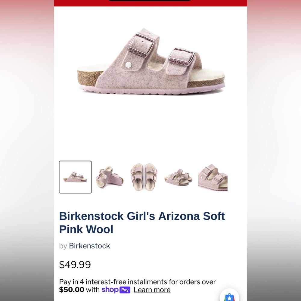Birkenstock Arizona soft pink wool